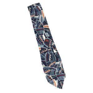 Vintage Screenplay by Martin Wong Blue Print Silk Neck Tie